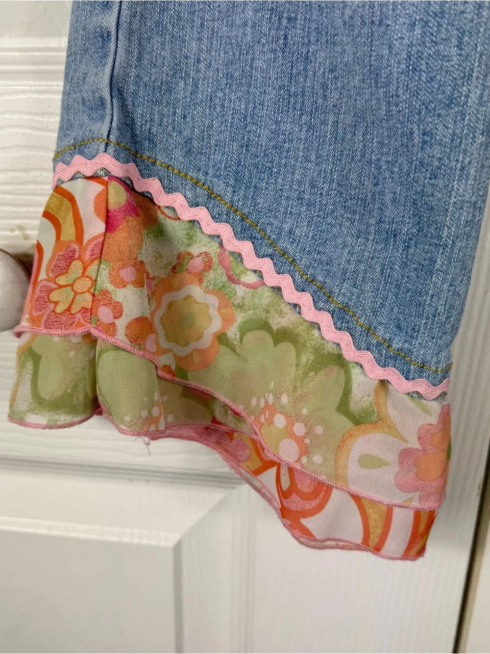 The Children's Place Girls Patchwork Boho Shabby Chic Jeans 6X/7